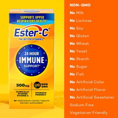 Ester-C Vitamin C, 500mg Tablets, 60-Count, Unflavored, Pack of 2 - Image 3