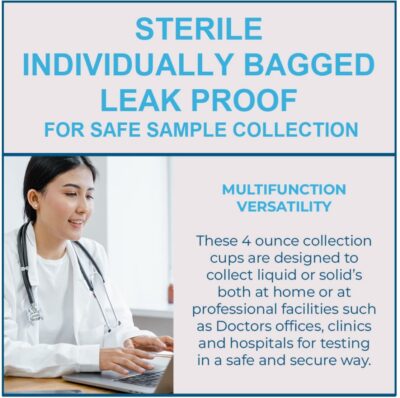 Sterile Specimen Cups Individually Bagged with Lids [5 Count] 4 oz Clear Urine Collection Cup with Leak Proof Screw On Covers - 4.5 Compacity Specimens Jars ? for Safe Pee, Stool, Semen Sample Testing - Image 5