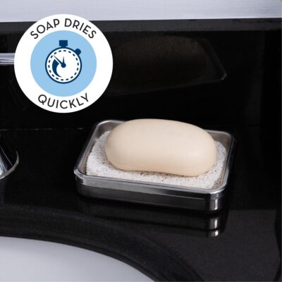 S&T INC. Soap Holder for Kitchen and Bathroom Soap Dish, Soap Saver for Hand Soap and Bar Soap, 4 Pack, 2.9 Inches by 4.4 Inches, White - Image 2