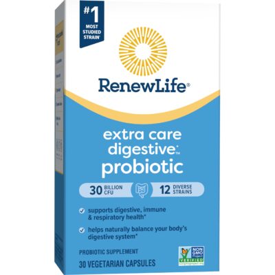 Renew Life Extra Care Go-Pack Probiotic Capsules, Daily Supplement Supports Immune, Digestive and Respiratory Health, L. Rhamnosus GG, Dairy, Soy and gluten-free, 30 Billion CFU, 30 Ct - Image 4