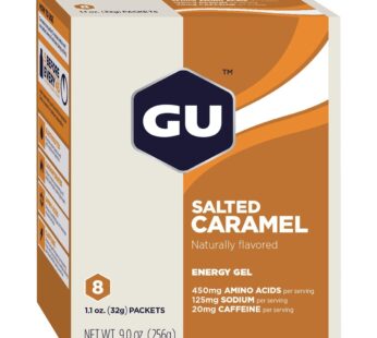 GU Energy Original Sports Nutrition Energy Gel, Vegan, Gluten-Free, Kosher, and Dairy-Free On-the-Go Energy for Any Workout, 8-Count, Salted Caramel