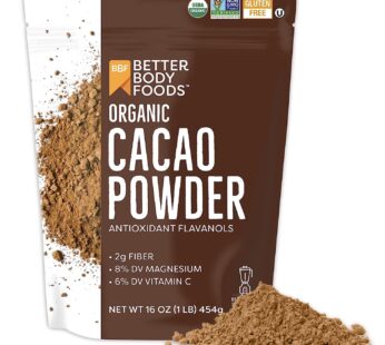 BetterBody Foods Organic Cacao Powder, Rich Chocolate Flavor, Non-GMO, Gluten-Free, Cocoa, 16 ounce, 1 lb bag