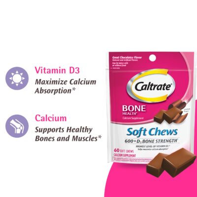 Caltrate Soft Chews 600 Plus D3 Calcium Vitamin D Supplement, Chocolate Truffle - 60 Count(Packaging May Vary) - Image 5