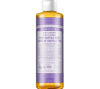 Dr. Bronner’s – Pure-Castile Liquid Soap (Lavender, 8 ounce) – Made with Organic Oils, 18-in-1 Uses: Face, Body, Hair, Laundry, Pets and Dishes, Concentrated, Vegan, Non-GMO