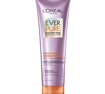 L’Oreal Paris Sulfate Free Frizz Defy Conditioner, Frizz Control Hair Care with Marula Oil, EverPure, 8.5 Fl Oz (Packaging May Vary)