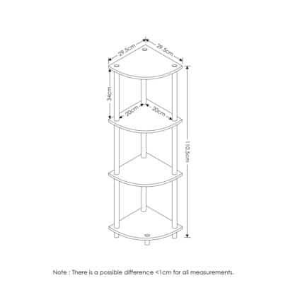 Furinno 12078EX/BK Turn-n-Tube Multipurpose 4-Tier Corner Shelf, Espresso/Black - Image 2