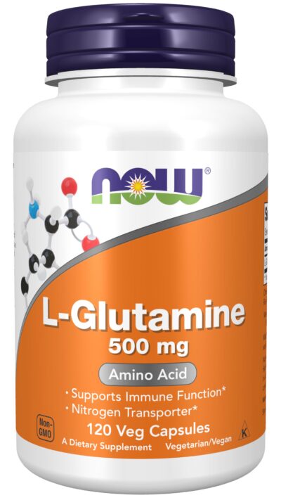 NOW Supplements, L-Glutamine 500 mg, Nitrogen Transporter*, Amino Acid, 120 Veg Capsules