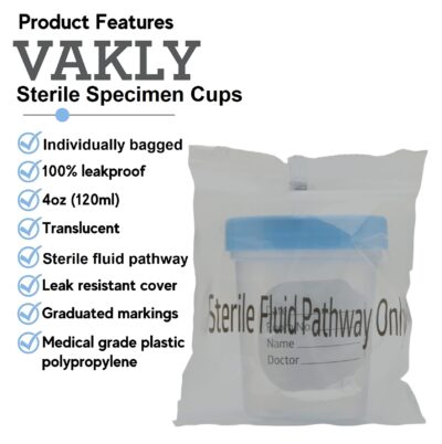 Sterile Specimen Cups Individually Bagged with Lids [5 Count] 4 oz Clear Urine Collection Cup with Leak Proof Screw On Covers - 4.5 Compacity Specimens Jars ? for Safe Pee, Stool, Semen Sample Testing - Image 2