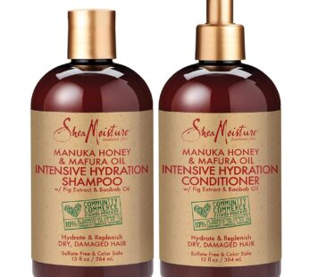 SheaMoisture Shampoo and Conditioner Set, Manuka Honey, Mafura Oil, Baobab Oil & Fig Extract, Hydrate + Replenish, Vitamin C, Sulfate Free & Hair Color Safe, Deep Conditioning, 13 Fl Oz Ea