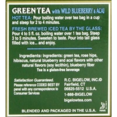 Bigelow Tea Green Tea with Blueberry - Case of 6 - 20 BAG - Image 2