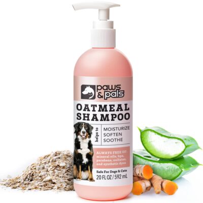 6-in-1 Dog Shampoo and Conditioner for Itchy Skin, Made in USA - 20oz Vet Formula Natural Medicated Best for De-Shedding, Itch Relief, Smelly Odor, Dry Sensitive Skin - Dogs & Cats Oatmeal Pet Wash