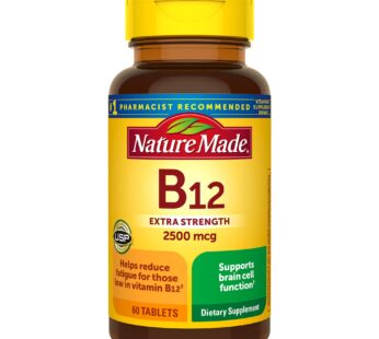 Nature Made Extra Strength Vitamin B12 2500 mcg, Dietary Supplement for Energy Metabolism Support, 60 Tablets, 60 Day Supply