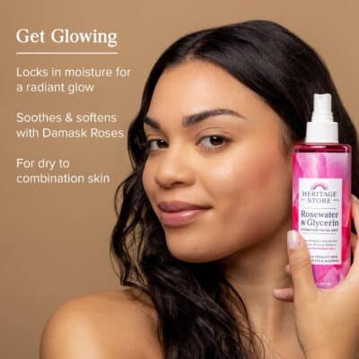 HERITAGE STORE Rosewater & Glycerin Hydrating Facial Mist - Dry Combination Skin Care - Rose Water Spray w/ Vegetable Glycerine, Made Without Dyes or Alcohol, Hypoallergenic, Vegan, Cruelty Free, 4oz - Image 2