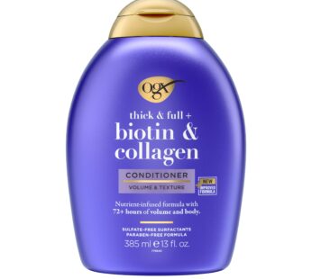 OGX Thick & Full + Biotin & Collagen Volumizing Conditioner, Nutrient-Infused Conditioner with Vitamin B7 Biotin Gives Hair Volume & Body for 72+ Hours, Sulfate-Free Surfactants, 13 fl. Oz