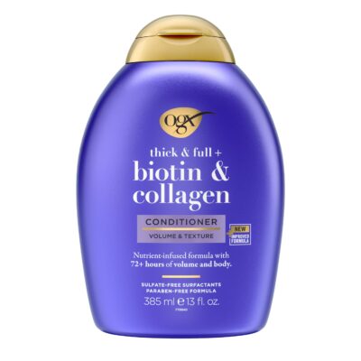 OGX Thick & Full + Biotin & Collagen Volumizing Conditioner, Nutrient-Infused Conditioner with Vitamin B7 Biotin Gives Hair Volume & Body for 72+ Hours, Sulfate-Free Surfactants, 13 fl. Oz