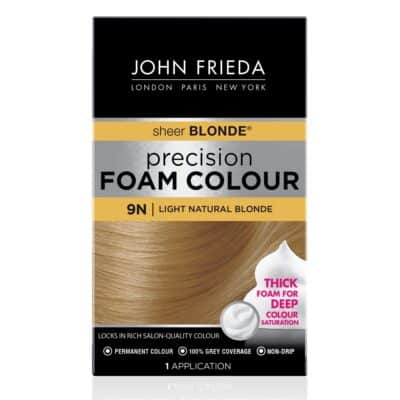 John Frieda Blonde Permanent Precision Foam Hair Color, Blonde Hair Dye, 9N Light Natural Blonde Hair Color Kit, 1 Application