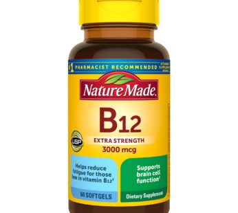 Nature Made Extra Strength Vitamin B12 3000 mcg, Dietary Supplement for Energy Metabolism Support, 60 Softgels, 60 Day Supply