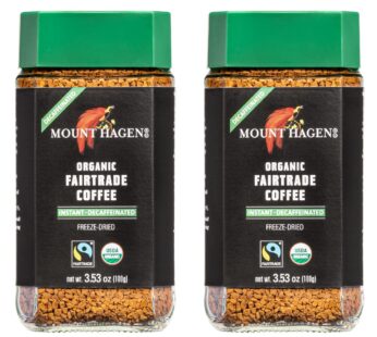 Mount Hagen 3.53oz Organic Freeze Dried Instant Decaf Coffee- 2 Pack | Eco-friendly Decaf Coffee Made From Organic Medium Roast Arabica Beans | Fair-Trade Instant Coffee Decaffeinated [2x 3.53oz Jar]