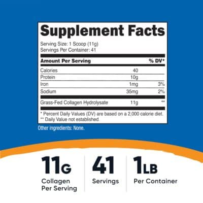 Nutricost Grass-Fed Collagen Powder 1LB (454 G) - Bovine Collagen Hydrolysate (Unflavored) - Collagen Peptides - Image 2