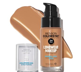 Revlon Liquid Foundation, ColorStay Face Makeup for Normal and Dry Skin, Longwear Full Coverage with Matte Finish, Oil Free, 320 True Beige, 1.0 Oz