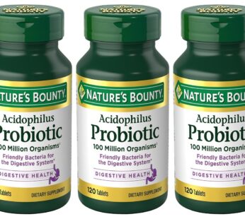 Nature’s Bounty Probiotic Acidophilus, 360 Tablets (3 X 120 Count Bottles),, 360 Count ()