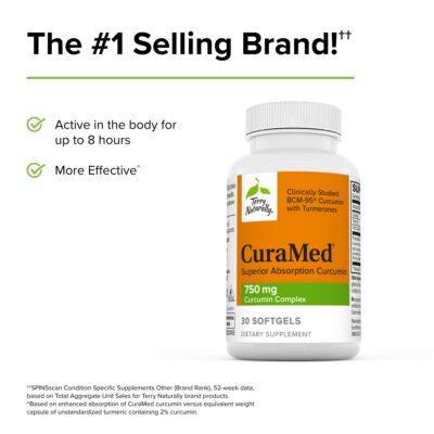 Terry Naturally CuraMed 750 mg Curcumin Complex - 30 Softgels - Superior Absorption BCM-95 - Non-GMO, Gluten Free, Halal - 30 Servings - Image 4