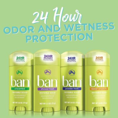 Ban Powder Fresh 24-hour Invisible Antiperspirant, 2.6oz Solid Deodorant, Underarm Wetness Protection, with Odor-fighting Ingredients (4 Pack) - Image 3