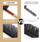 LASHVIEW Silk Mink Fake Eyelash Extensions 0.20 Thickness C Curl Mixed Tray 8-15mm Natural Thick Lashes Individual Semi-Permanent Eyelashes Application for Professional Salon Use - Image 3