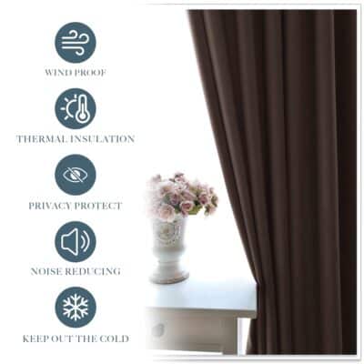 PONY DANCE Window Treatments Curtains - Blackout Drapery Thermal Insulated Curtain Panels with Back Tab Light Block for Bedroom Bathroom/Kitchen, 52 x 54 Inches, Brown, 2 Pieces - Image 4