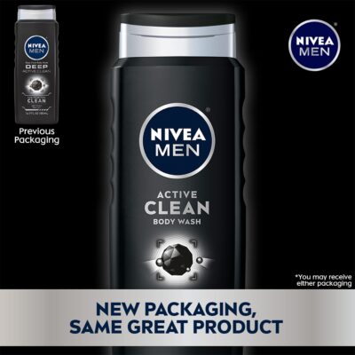 Nivea Men DEEP Active Clean Charcoal Body Wash, Cleansing Body Wash with Natural Charcoal, 3 Pack of 16.9 Fl Oz Bottles - Image 5