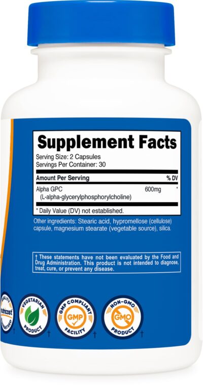 Nutricost Alpha GPC 600mg, 60 Vegetarian Capsules - Non-GMO and Gluten Free, 300mg Per Capsule - Image 5