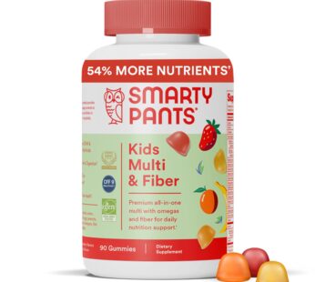 SmartyPants Kids Multivitamin Gummies and Fiber Supplement: Omega 3 Fish Oil (EPA/DHA), Vitamin D3, C, Vitamin B12, B6, Vitamin A, Zinc, Fiber Gummies, Three Fruit Flavors, 90 Count (22 Day Supply)