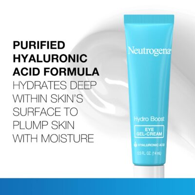 Neutrogena Hydro Boost Hyaluronic Acid Eye Gel Cream, Under Eye Cream with Hyaluronic Acid, Fragrance Free, Non-Comedogenic Moisturizer, 0.5 OZ - Image 3