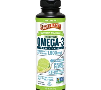 Barlean’s Key Lime Pie High Potency Omega 3 Fish Oil Liquid Supplement, 1500mg of EPA& DHA Fatty Acid, Smoothie Flavored & Burpless for Brain, Joint, & Heart Health, 8 oz