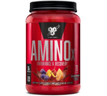 BSN Amino X Muscle Recovery & Endurance Powder with BCAAs, Intra Workout Support, 10 Grams of Amino Acids, Keto Friendly, Caffeine Free, Flavor: Fruit Punch, 70 Servings (Packaging May Vary)