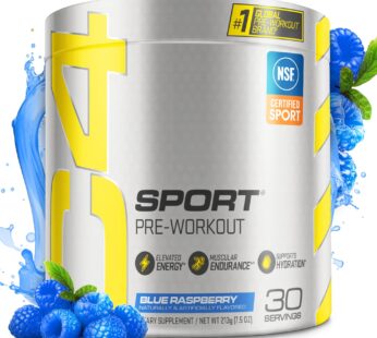 Cellucor C4 Sport Pre Workout Powder Blue Raspberry – Pre Workout Energy with Creatine + 135mg Caffeine and Beta-Alanine Performance Blend – NSF Certified for Sport 30 Servings