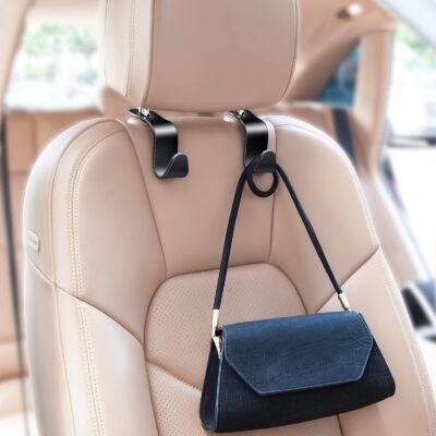 4 Pack Vehicle Back Seat Headrest Hook Hanger for Purse Grocery Bag Handbag - Image 4