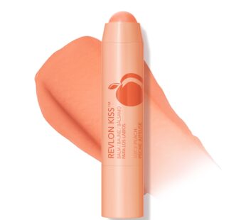 Revlon Lip Balm, Kiss Tinted Lip Balm, Face Makeup with Lasting Hydration, SPF 20, Infused with Natural Fruit Oils, 015 Juicy Peach, 0.09 Oz