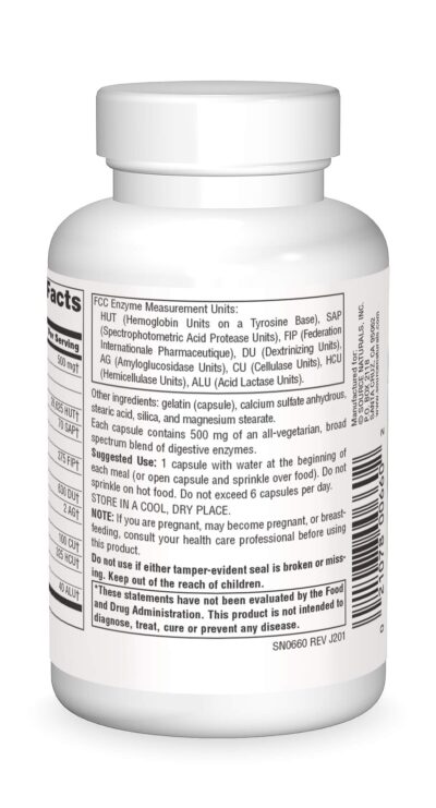 Source Naturals Essential Enzymes 500mg Bio-Aligned Multiple Supplement Herbal Defense for Digestion, Gas & Constipation Relief - Strong Immune System Support* - 120 Capsules - Image 2