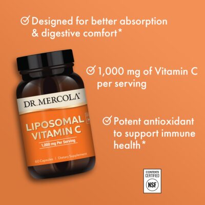Dr. Mercola Liposomal Vitamin C 1,000 mg per Serving, 30 Servings (60 Capsules), Dietary Supplement, Supports Immune Health, Non GMO, NSF Certified - Image 4