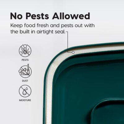 IRIS USA WeatherPro Airtight Dog Food Storage Container, Up to 22 lbs, Attachable Wheels, For Dog Cat Bird and Other Pet Food Storage Bin, Keep Fresh, Translucent Body, Green - Image 3