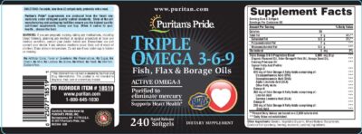 Puritan's Pride Triple Omega 3-6-9 Fish, Flax & Borage Oils, Supports Heart Health and Healthy Joints, 240 ct (Pack of 1) - Image 2