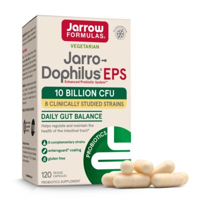 Jarrow Formulas Jarro-Dophilus EPS Probiotics 10 Billion CFU, Dietary Supplement for Intestinal Tract Support, Gut Health Supplements for Women and Men, 120 Veggie Capsules, 60 Day Supply