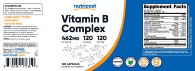 Nutricost High Potency Vitamin B Complex 462mg, 120 Capsules - with Vitamin C - Energy Complex - Image 6