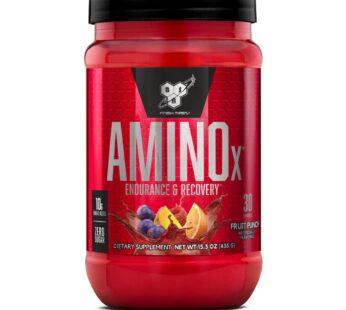 BSN Amino X Muscle Recovery & Endurance Powder with BCAAs, Intra Workout Support, 10 Grams of Amino Acids, Keto Friendly, Caffeine Free, Flavor: Fruit Punch, 30 servings (Packaging May Vary)