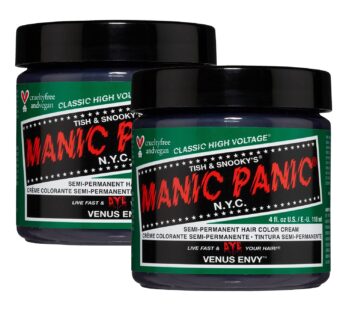 MANIC PANIC Venus Envy Hair Dye ? Classic High Voltage – (2PK) Semi Permanent Hair Color – Dark Neutral Green Shade – For Dark & Light Hair ? Vegan, PPD & Ammonia-Free