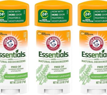 Arm & Hammer Essentials Natural Deodorant, Fresh – 2.5 oz – 3 pk