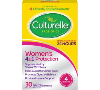 Culturelle 4-in-1 Probiotics for Women, Daily Probiotic & Prebiotic Supplement to Support Vaginal Health, Digestive Health, Immune Health, Occasional Diarrhea, Gas & Bloating Relief, Non-GMO, 30 Count