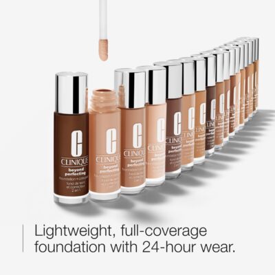 Clinique Beyond Perfecting Liquid Lightweight Full Coverage Foundation + Concealer For Dry Combination to Oily Skin Types, Clove - Image 2