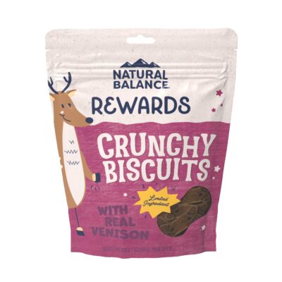 Natural Balance Limited Ingredient Rewards Crunchy Biscuits, Grain-Free Dog Treats for Adult Dogs of All Breeds, Venison Recipe, 14 Ounce (Pack of 1)